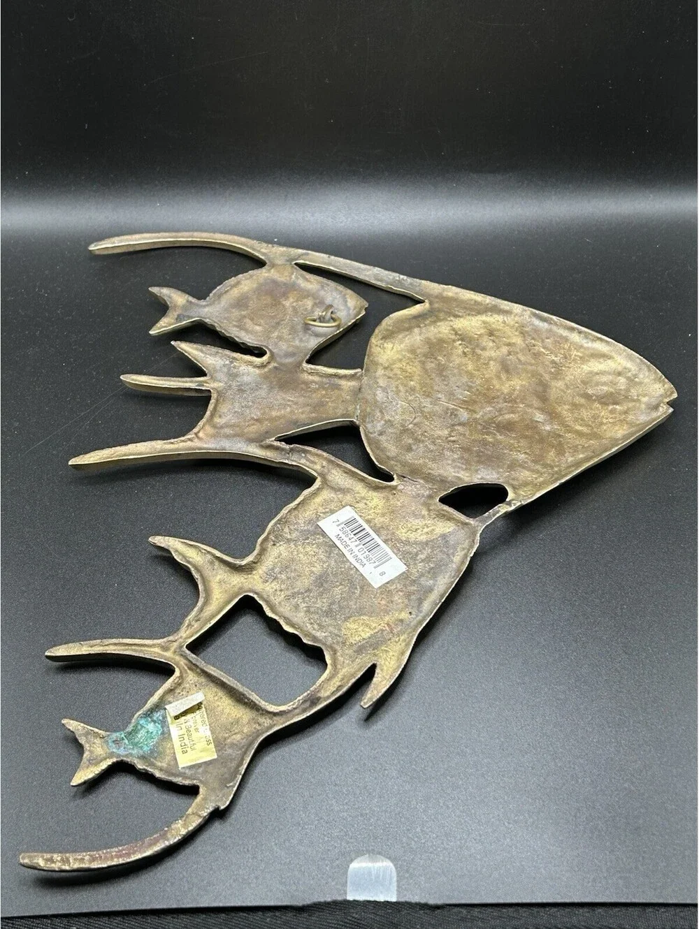 Vintage MCM Cluster Of 4 Brass Angel Fish Wall Decor 10”x 13” Natural Patina ￼